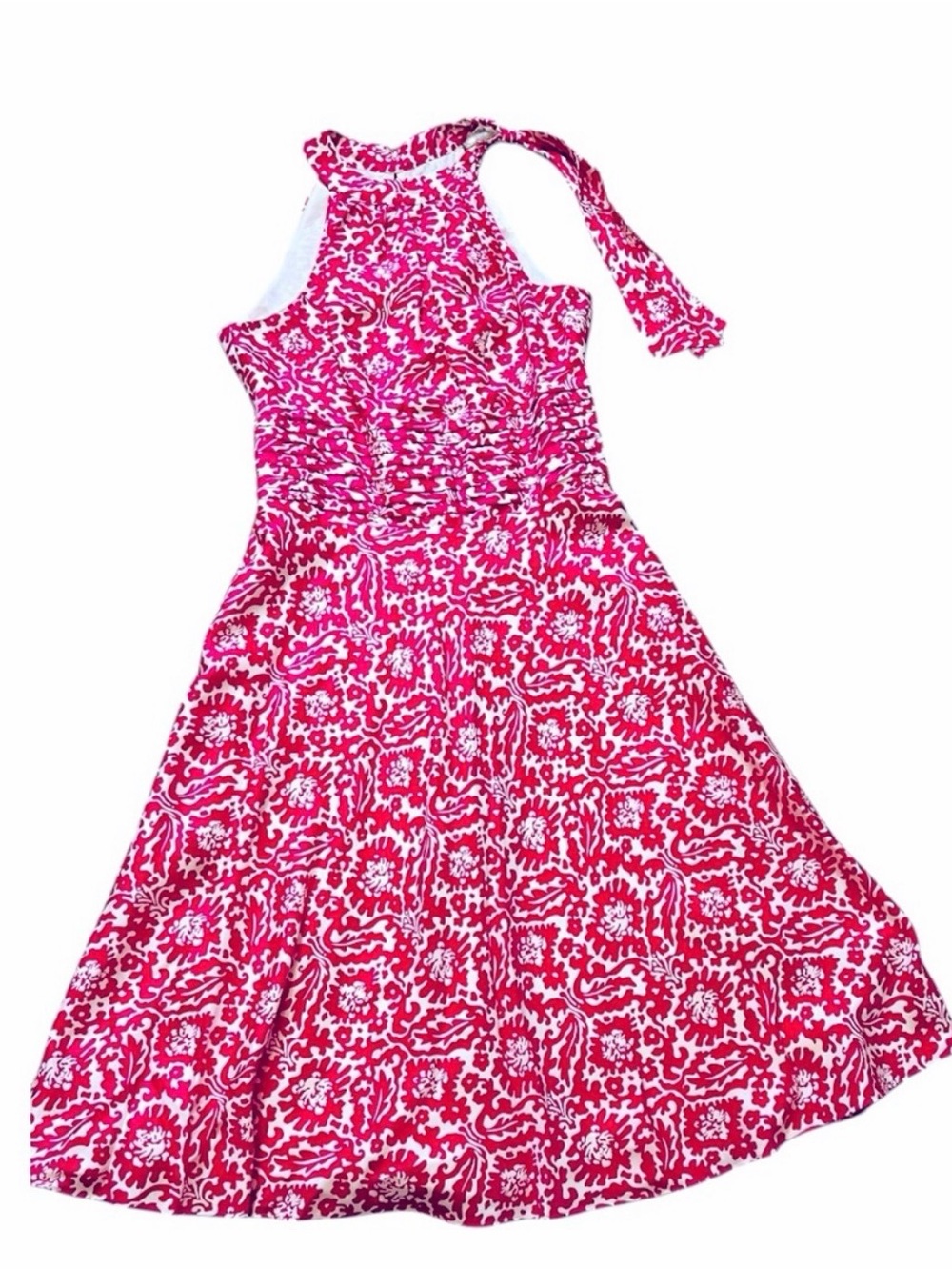 Lilly Pulitzer Tracey Cocktail Pink Silk Midi Sleeveless dress Pink White size 2